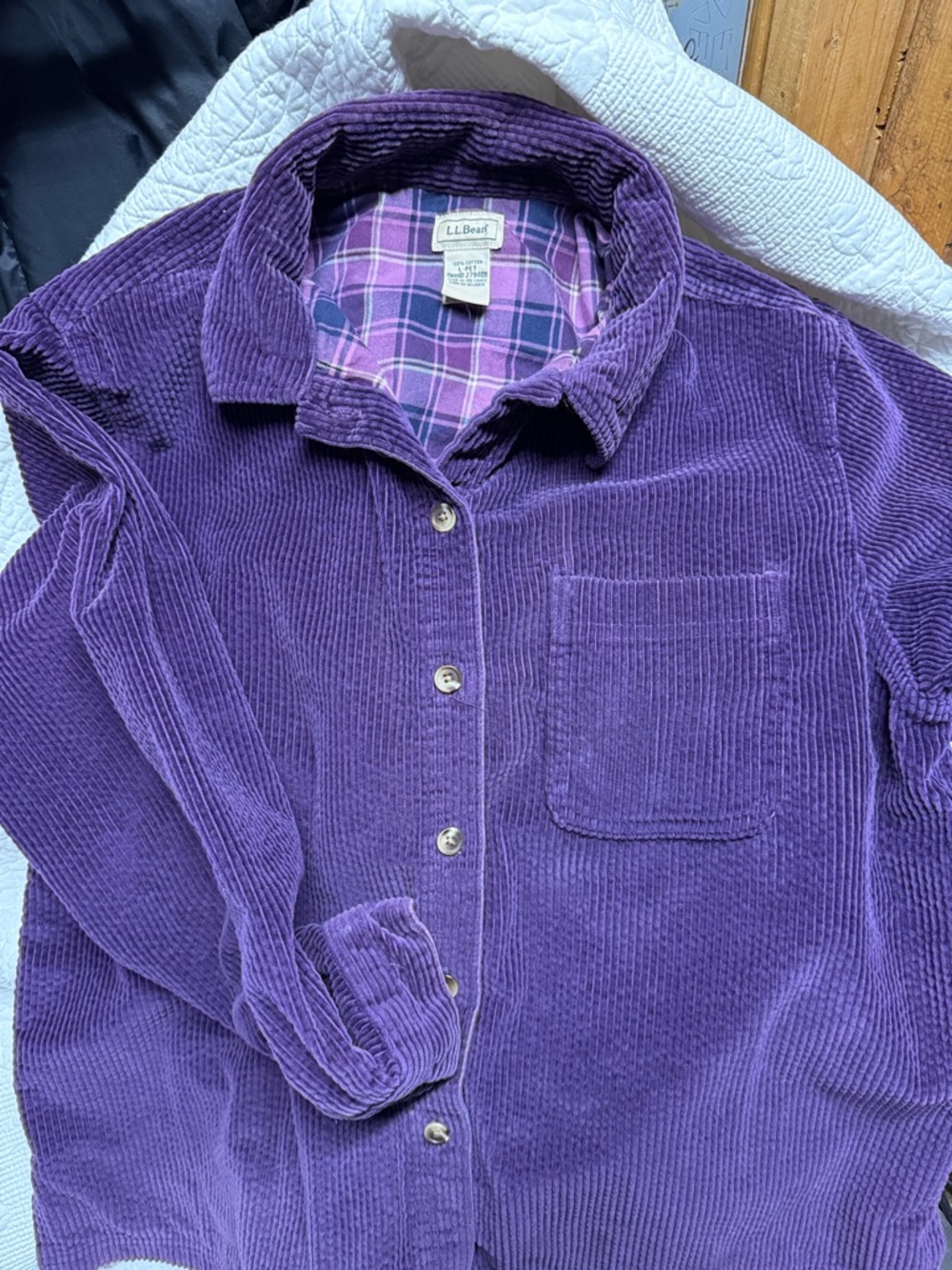 L.L. Bean Purple Corduroy Button-Down Shirt Jacket